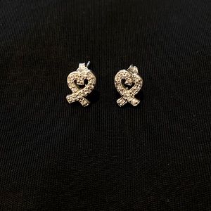 Diamond and Sterling Silver Heart Earrings